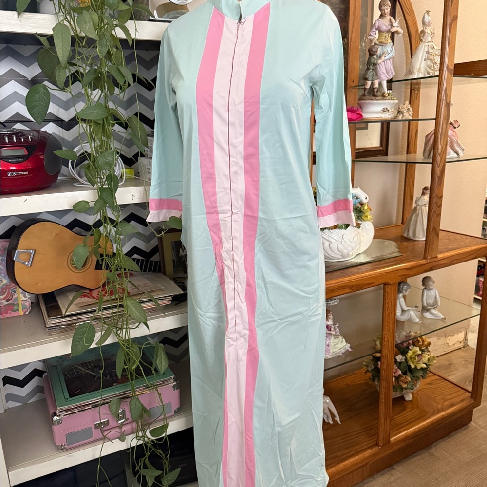 Vanity Fair Long Sleeve Dress in Pink and Blue